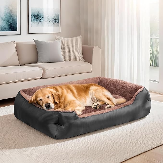 Dog Bed for Large Dogs, XL Dog Bed Soft Calming Pet Bed Washable, Comfortable and Breathable Pet Sofa with Nonskid Bottom, Black