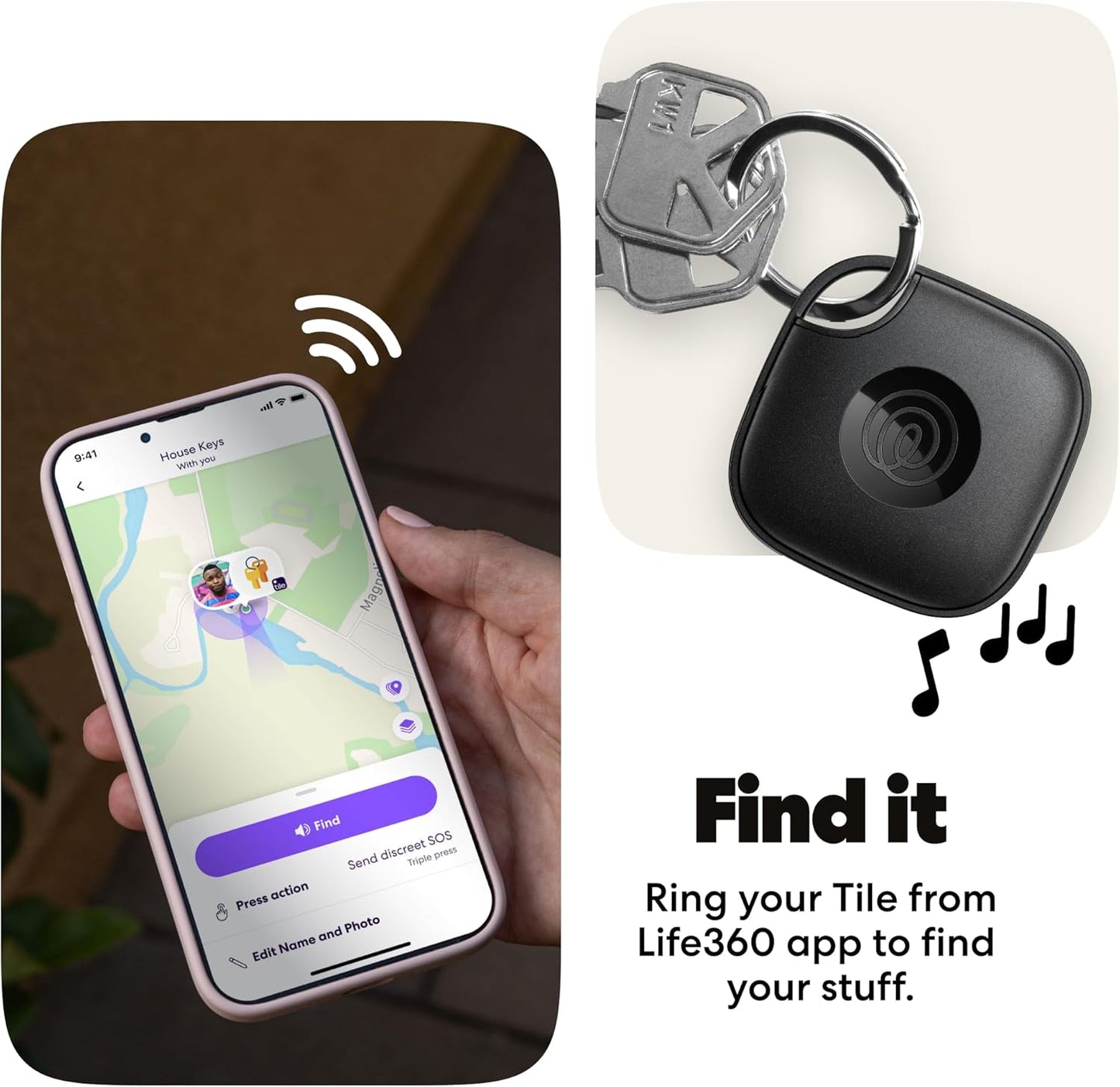 Bluetooth Tracker and Item Locator for Keys Bags and More Compatible with iOS and Android 1-Pack Black