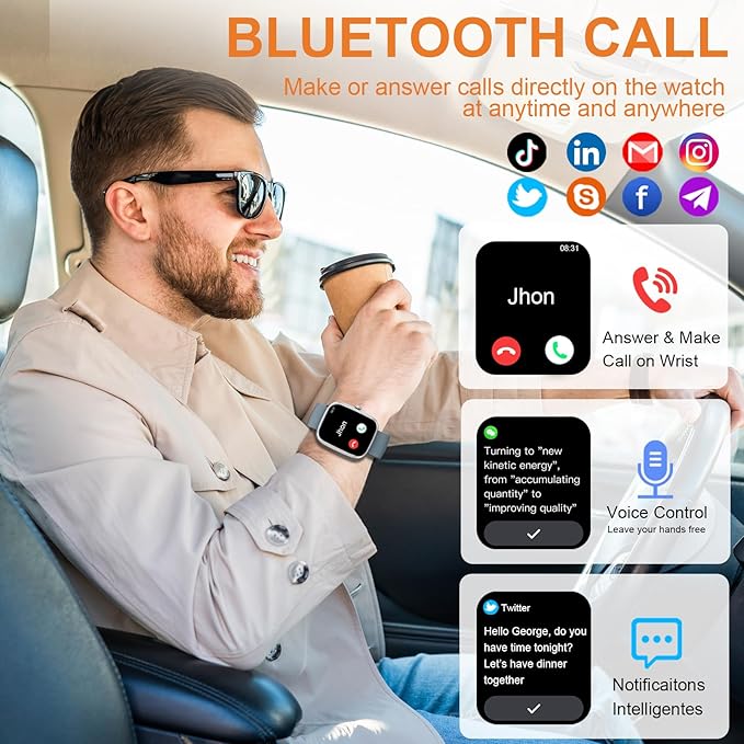 Smart Watch for Men Women (Answer/Make Call), 2025 New 1.91" HD SmartWatch, Fitness Watch with 120+ Sport Modes, IP68 Waterproof, Heart Rate/Sleep Monitor, Pedometer, Activity Tracker for Android iOS