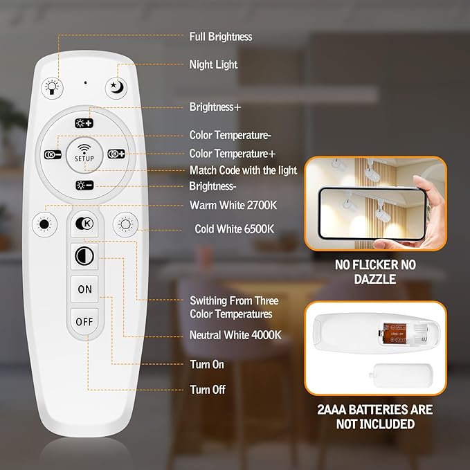 【2025 Upgraded】9-CCT Remote Control 12W LED Track Light Heads Zoomable H Track Lighting Heads Dimmable Ceiling Spotlight Art Lighting 2700K/3000K/4000K/5000K/6500K 15°~60° 12W 1200lm, White 12 Pack