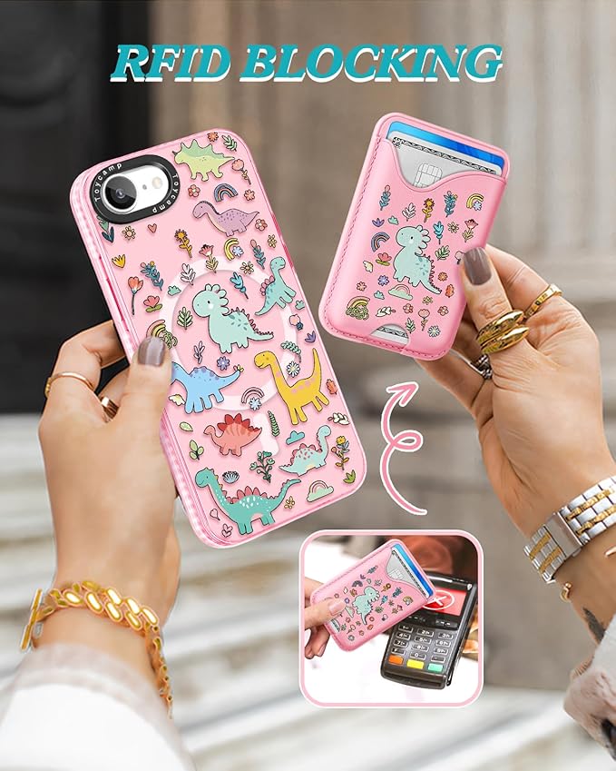 Toycamp for iPhone 16e Case 6.1 Inch - Compatible with Magsafe Credit Card Holder Wallet Magnetic Cute Women Teen Girls Kawaii Girly Unique Animal Design Phone Cover for iPhone 16e