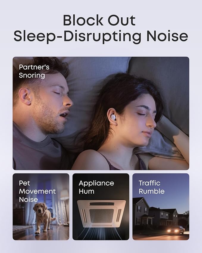 Soundcore Sleep A30 Special by Anker, Sleep Earbuds, ANC, Passive Isolation, Snore Masking Sleep Headphones, Extensive Sleep Audio, Ultra Comfort for Side Sleepers, 8-10H Playtime
