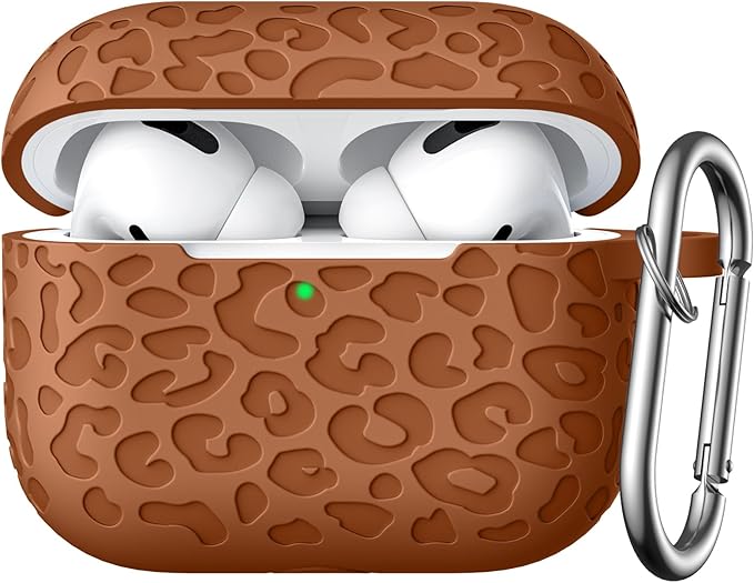 Fashion Engraving Leopard Case Compatible for Airpods Pro Case Cover 2022, Soft Silicone for Airpods Pro Case, Front LED Visible