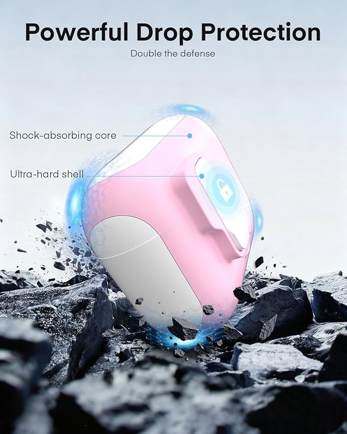 Maxjoy for AirPods Pro 3 Protective Case with Cleaning Kit, Military Hard Case with Lock Shock-Absorbing, White Pink