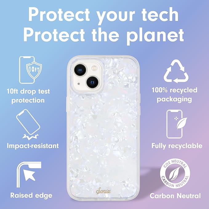 Sonix Case for iPhone 15 Plus, iPhone 14 Plus | Compatible with MagSafe | 10ft Drop Tested | Pearl Tort Marble