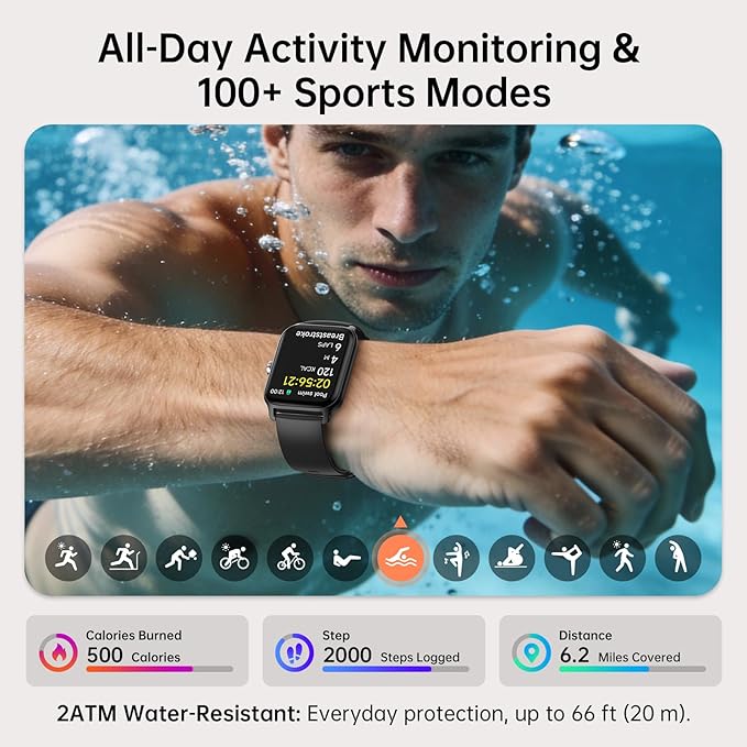 Tensky Smart Watch for Men/Women, 1.85'' HD Activity Smartwatch for Android/iPhone/Samsung/(Bluetooth Call), Alexa Built-in, 100+ Sport Modes Fitness Digital Tracker, Sleep/Heart Rate/SpO2 Monitor