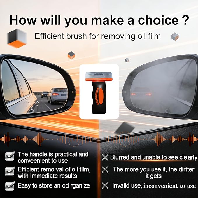 3 pcs Glass Oil Film Remover for Car, Removes oil film and Smudges, Automotive Oil Film Cleaning Brush for Car Windows, Handheld Glass Cleaning Board, Helps Improve Glass Clarity for Safe Driving