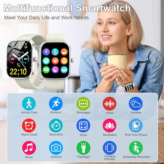 Smart Watch for Men Women (Answer/Make Call), 2025 New 1.91" HD SmartWatch, Fitness Watch with 120+ Sport Modes, IP68 Waterproof, Heart Rate/Sleep Monitor, Pedometer, Activity Tracker for Android iOS