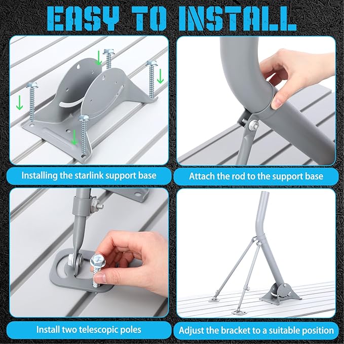 Universal J Pipe Antenna Mount Kit, 2 Inch Outdoor Adjustable Monopoles for Mounting Satellite Dish HDTV Supports up to 30 Lbs Steel Bracket Roof Wall Panel Mounting