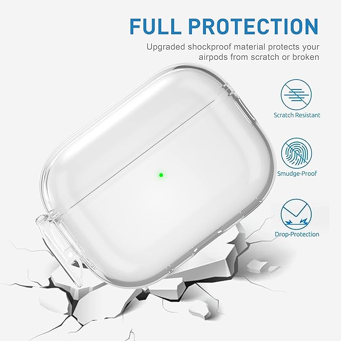Valkit Compatible Airpods Pro 2 Case Clear with Lock, Shockproof AirPods Pro 2nd/1st Generation Case Soft Transparent Protective Cover with Lanyard iPods Pro 2 Skin for Airpods Pro 2nd/1st Gen