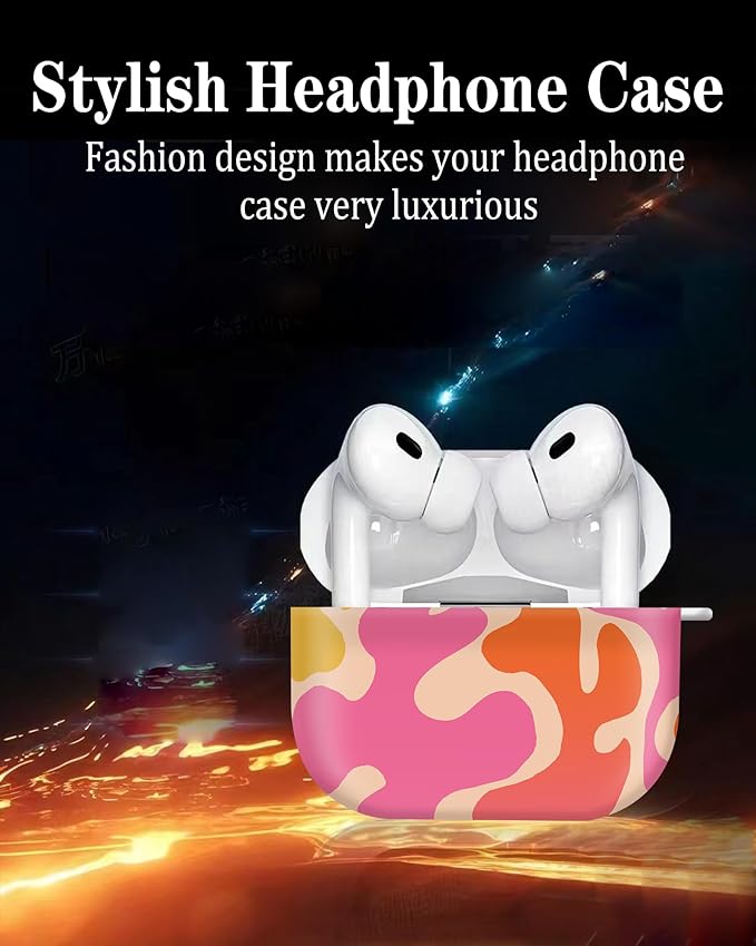 Cute Hard Case Compatible with AirPods Pro 2nd/1st Generation, Protective Cover with Golden Keychain, Fits 2023/2022/2019 Models, for Women, Girls, and Men(Artistic Pattern