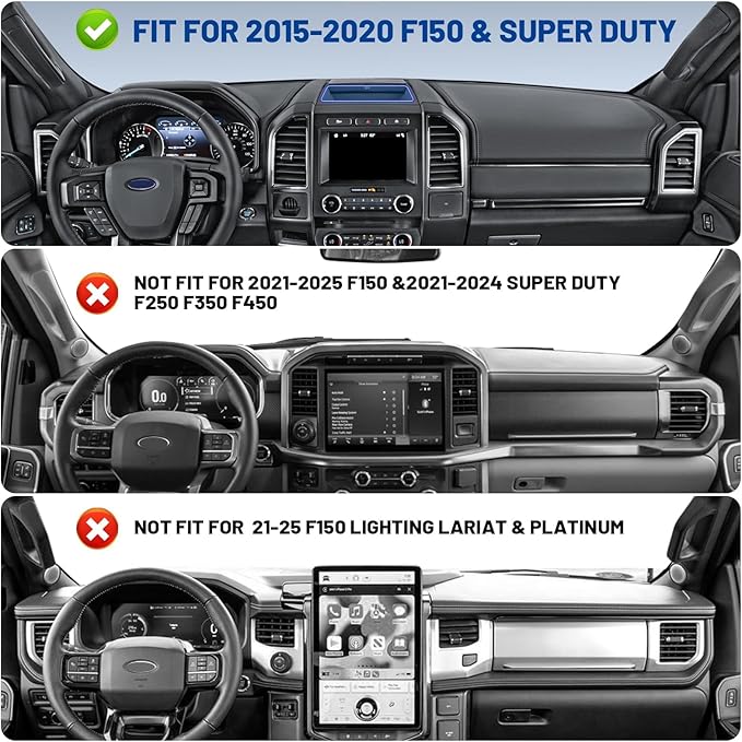 Magnetic Dash Phone Holder for F150, No Punching Required Phone Mount Compatible with 2015-2020 F150 2017-2022 F250 F350, Full Metal Cellphone Mounting Bracket for Most CellPhones