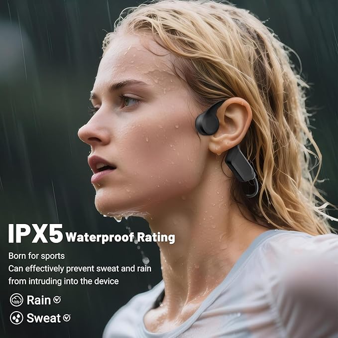 2026 New Bone Conduction Headphones, Bluetooth 6.0 Open Ear Headset with Mic, IPX5 Waterproof & 10H Playtime, Lightweight and skin-friendly material, Sports Earbuds for Running, Cycling, Gym Workouts.