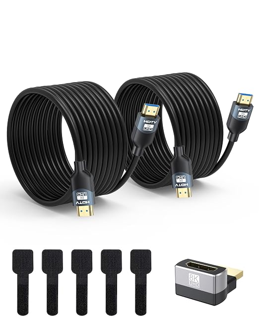 HDMI 2.1 Cable 15FT 2-Pack, 48Gbps Ultra High Speed for Meeting