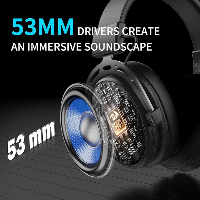 Redragon H375 Wired Gaming Headset, 53mm Drivers 7.1 Surround Sound, Detachable Noise Cancelling Mic, USB Computer Headset with RGB, Lightweight Design for PC/Laptop/PS4