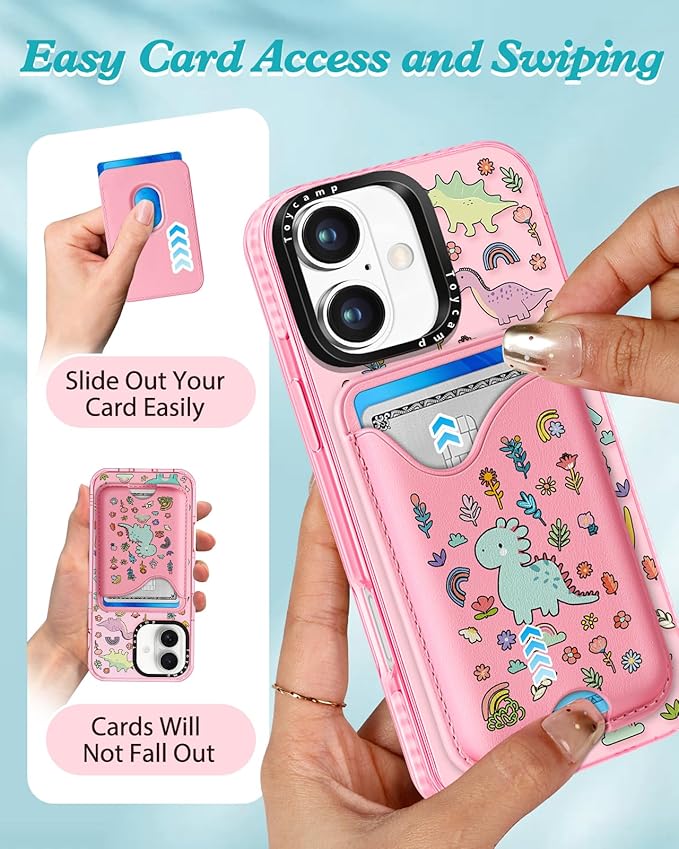 Toycamp for iPhone 16 Plus Case - Compatible with Magsafe Credit Card Holder Wallet Magnetic Cute Women Teen Girls Kawaii Girly Unique Animal Design Phone Cover for Apple 16 Plus 6.7"