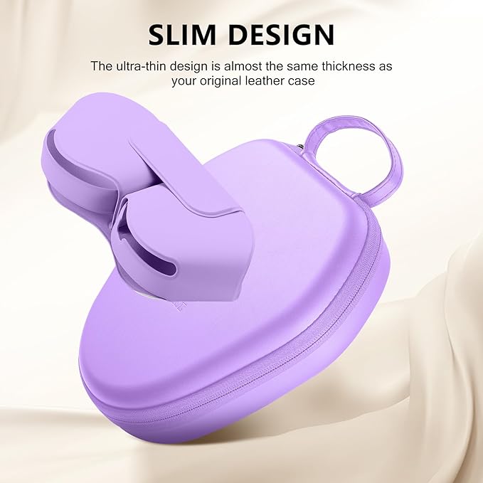 Maxjoy for AirPods Max Case [Shockproof & Dustproof] - Premium PU Leather & EVA Hybrid Hard Protective Cover, Travel Carrying Case with Storage for Apple AirPods Max Headphones (Light Purple)