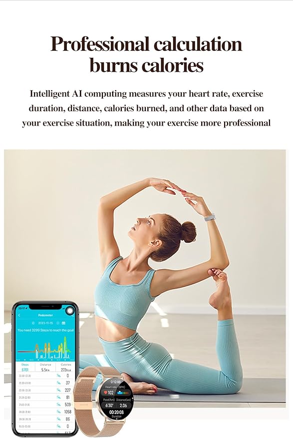 Ultra-Slim Women’s Smart Watch 41mm, All-Metal Body, 1.32" AMOLED Display, Bluetooth Calls, Health & Fitness Tracker with 150+ Sports Modes, for iPhone & Android (Silver)