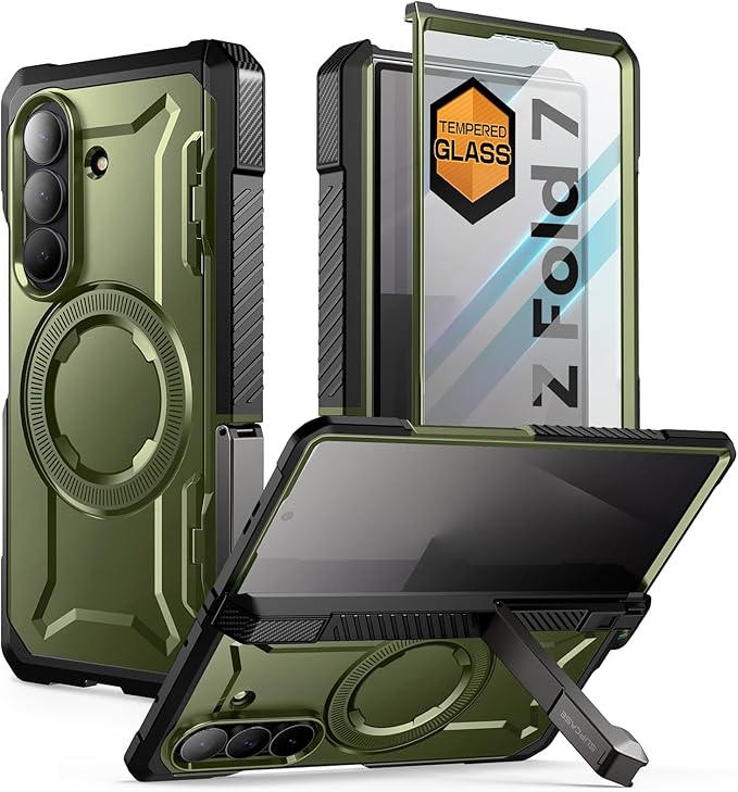 SUPCASE for Samsung Galaxy Z Fold 7 Case with Kickstand (UB Grip), [Built-in Tempered Glass Screen Protector] [Hinge Coverage] Military-Grade Protection Phone Case, Guldan