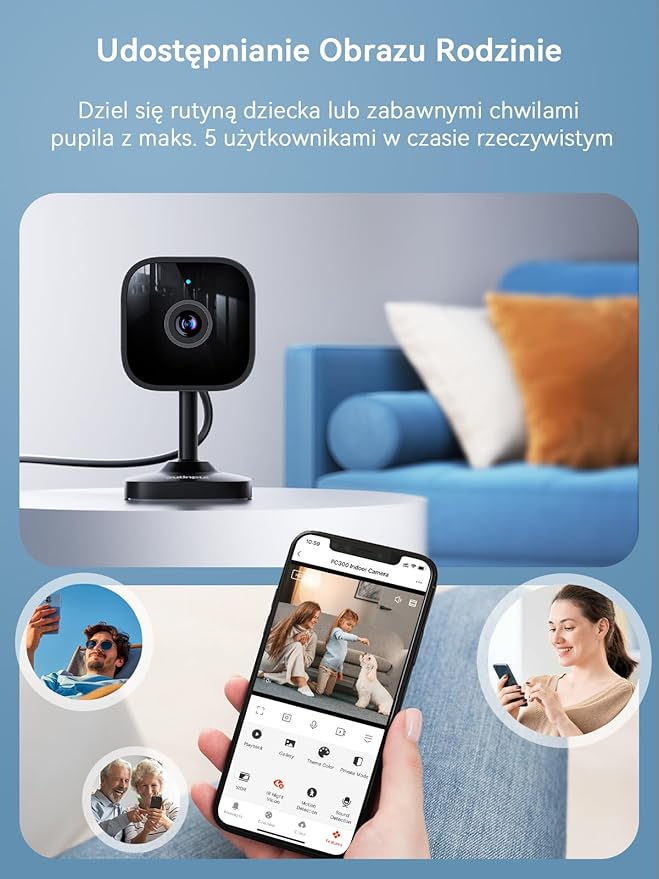 Outinput Indoor Security Camera, 2K WiFi Home Camera for Baby Monitor/Pet/Dog, Motion Detect, Night Vision, 2-Way Audio, Instant App Alerts, Cloud & Local Storage, Share to Family (Black)