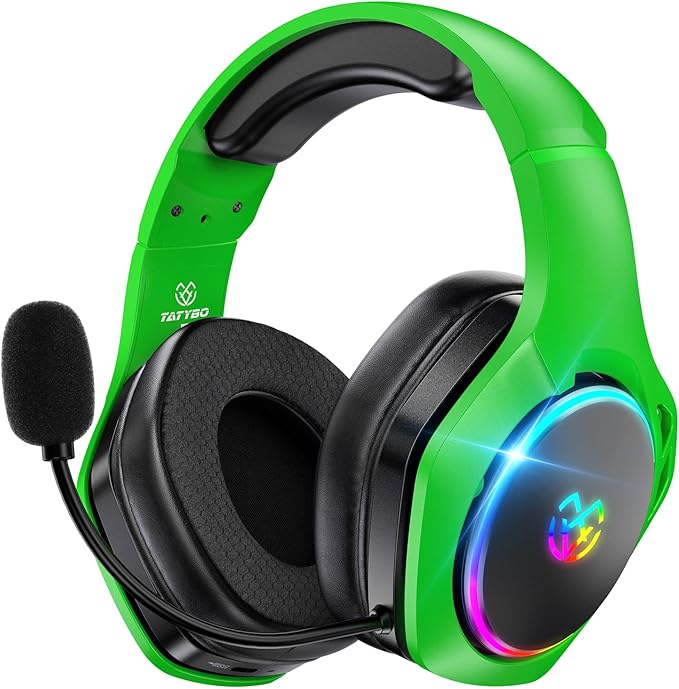 Tatybo Wireless Gaming Headsets for Ps5 Ps4 PC, 40H+ Hrs 2.4GHz WiFi Mode & Bluetooth 5.3 Wireless Headset