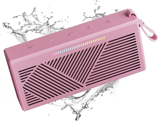 Bluetooth Speaker, Portable Wireless Bluetooth Speakers with HD Sound, IPX5 Waterproof Speaker with RGB LED Lights, Bluetooth5.3, TWS Pairing, Long Playtime, for Home/Party/Outdoor/Beach/Bathroom