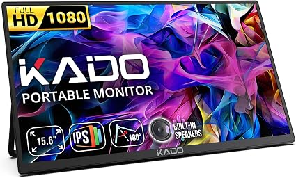 Kado 15.6-Inch 75Hz Portable Monitor, FHD 1080p USB-C mini-HDMI IPS Display