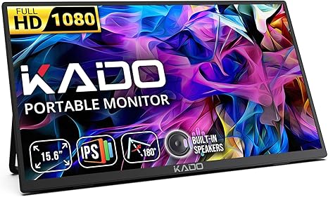 Kado 15.6-Inch 75Hz Portable Monitor, FHD 1080p USB-C mini-HDMI IPS Display