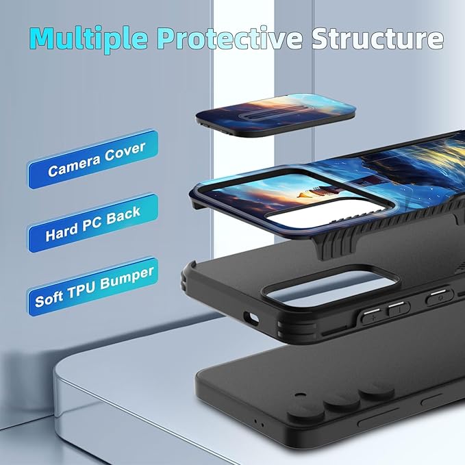 for Galaxy S26 Case Built in Slide Camera Lens Cover,Heavy Duty Shockproof Protection Dual Layer Case for Samsung Galaxy S26 6.3" 2026,Lighthouse in Storm