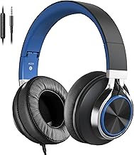 AC01 Over-Ear Headphones Wired with Mic Volume Control, Black Blue - Image 1
