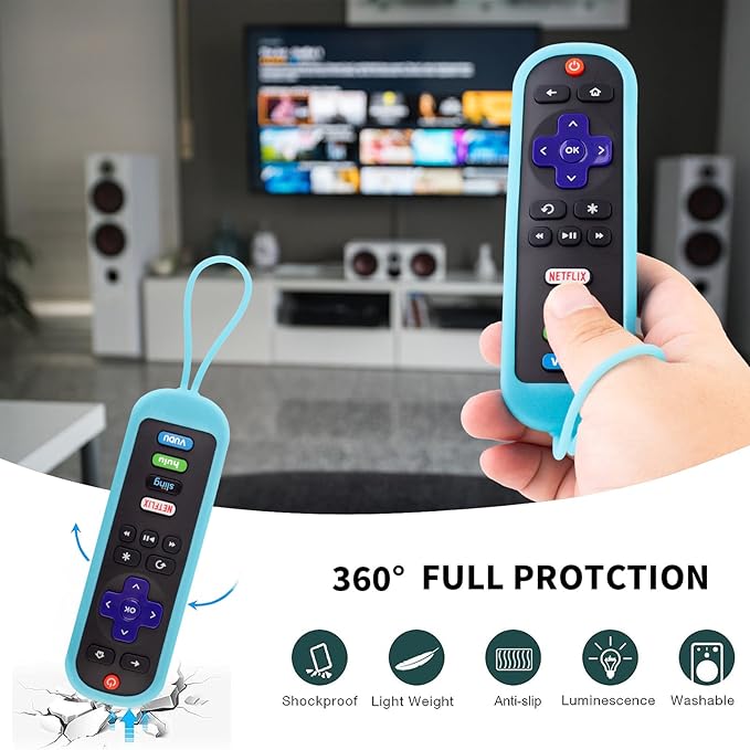 2 Pack TCL Roku Remote Cover Silicone Protective Case for Roku TV Express/Premiere/Streaming Stick/Ultra RC280 Anti Slip Remote Sleeve Glow in The Dark (Glow Green +Glow Blue)