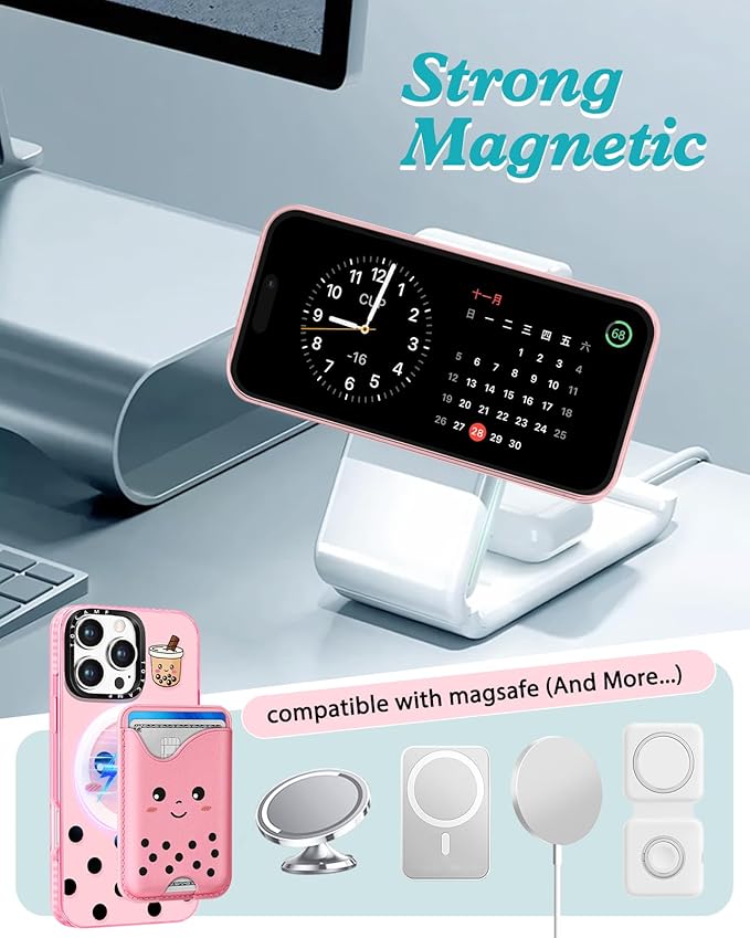 Toycamp for iPhone 16 Pro Max Case - Compatible with Magsafe Credit Card Holder Wallet Magnetic Cute Women Teen Girls Kawaii Girly Unique Fun Design Phone Cover for Apple 16 Promax 6.7"