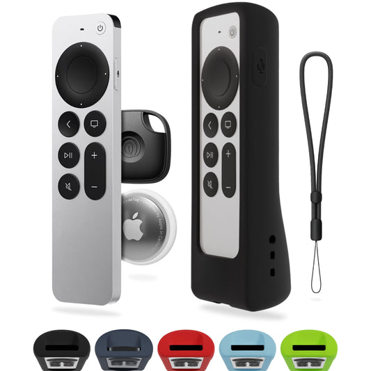 GripStand™ Apple TV Remote Cover, Scratch-Resistant Silicone Case Compatible with AirTag, Fits Siri Apple TV 4K/HD (2nd & 3rd Gen), Stand-Up Design, Enhanced Grip, Ultra Black by 73&Sunny