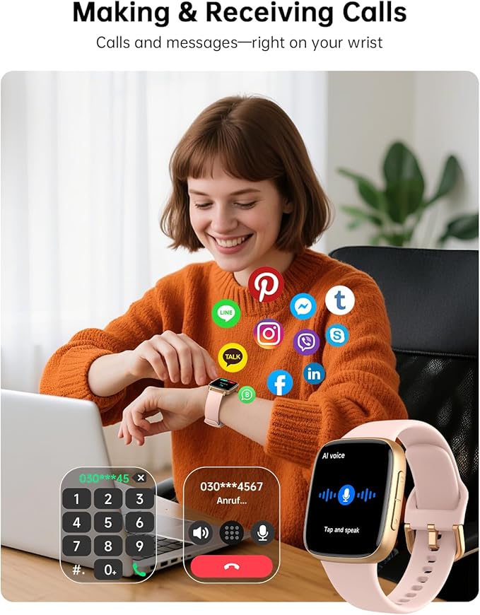 Gydom Smart Watch for Women/Men [1.85" AMOLED Screen Answer/Make Calls] Fitness Trackers with Heart Rate/Sleep/SpO2 Monitor Compatible Android & iPhone, 120+ Sports, IP68 Waterproof Reloj para Mujer