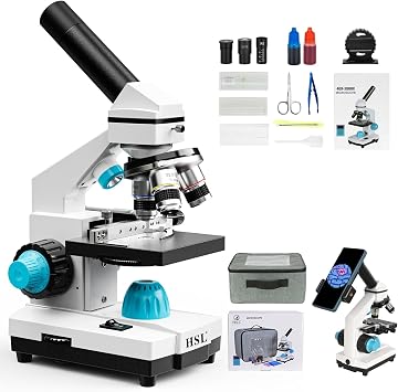 HSL 40X-2000X Monocular Compound Microscope Kit for Students Adults,Dual LED Powerful Biological Microscopes Set for Laboratory School Education Science Beginner 1000x 2000x