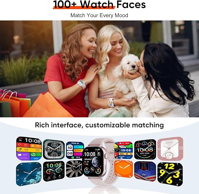 Smart Watch with 2 Bands: Step & Calorie Counter, Heart Rate & Oxygen Sensor, GPS Running, Swimming, Walking, Sports Tracker, Waterproof, Health Monitoring, Music & Call Alert Men Women iOS/Android