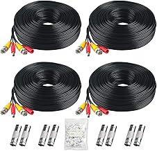BNC Cable, 200ft 4Pack All-in-One Siamese Video and Power Security Camera Wire Cord with 2 Female Connectors for All Max 5MP HD CCTV DVR Surveillance System - Image 1