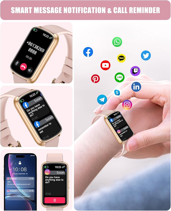 RLQA Fitness Tracker, Smart Watch for Women Men with 24/7 Heart Rate/Blood Pressure/Blood Oxygen Monitor,Sleep Tracker,Step & Calorie Counter, IP68 Waterproof Fitness Watches for Android&iPhone