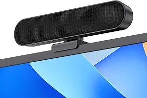Inwa Computer Speakers for Desktop PC Monitor, USB Wired Computer Sound Bar with Clip, Plug and Play Laptop Speaker for PC Mac Tablet, Loud Sound, USB A to USB C, Easily Clamps to Monitors