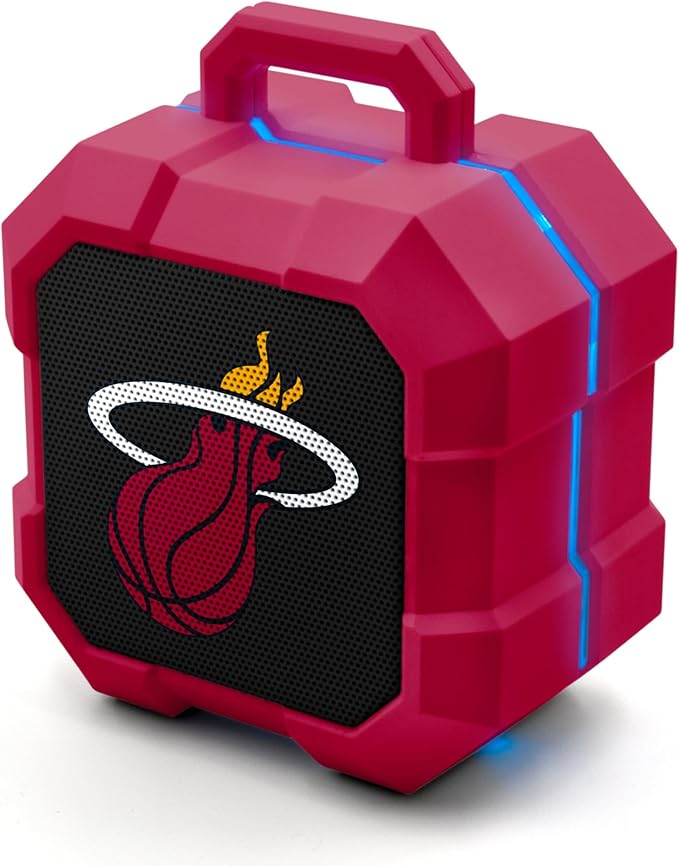 SOAR NBA Shockbox LED Wireless Bluetooth Speaker - Water Resistant IPX4, 5.0 Bluetooth with Over 5 Hours of Play Time - Small Portable Speaker - Officially Licensed NBA, Perfect Home & Outdoor Speaker
