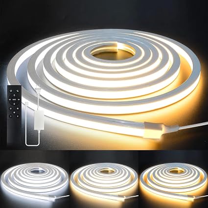 LED Strip Lights 9.8ft 110-120V,Dimmable Silicone Neon Rope Lights,Flexible Outdoor Waterproof Neon Strip Lights for Mirror,Kitchen,Cabinet,DIY Lighting