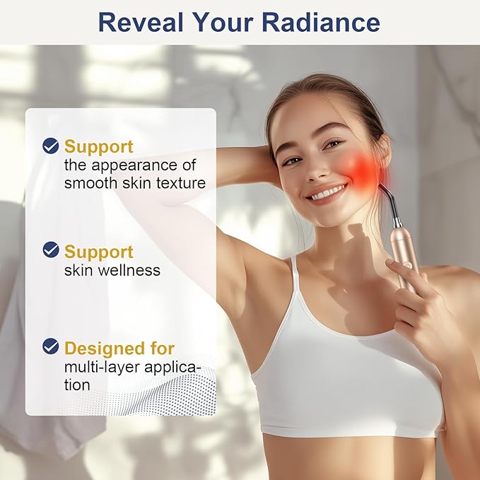 Portable Red Light Therapy and Near Infrared Light Therapy Device, Handheld LED Facial & Body Care Wand with 660nm 810nm 850nm 940nm Wavelengths, for Skin Appearance & Muscle Relaxation