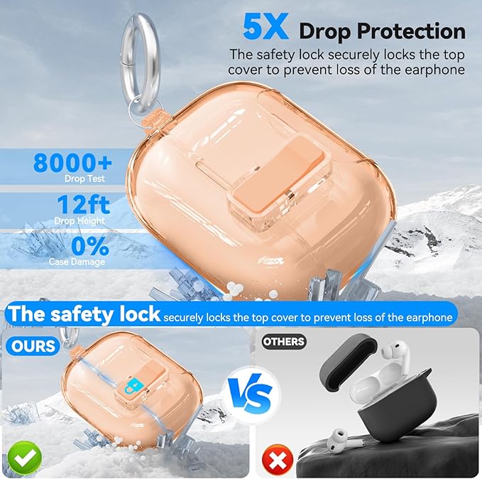 for AirPods Pro 3 Case 2025 with Phone Stand & Secure Lock, Auto-Open Clear Case Cover Compatible with Apple AirPods Pro 3rd Generation with Cleaning Kit & Keychain