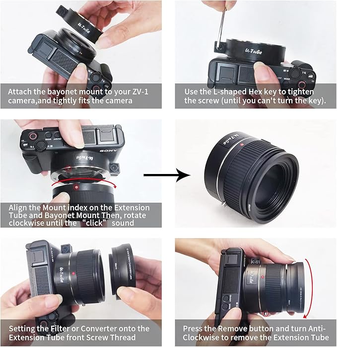 Iboolo&EooEye 2-in-1 Creative 18mm HD Wide Angle & 10x Macro Additional Lens Set for Sony ZV1/Sony ZV-1 Camera with Extension Tube,Bayonet Mount Lens Adapter,Drawstring Pocket