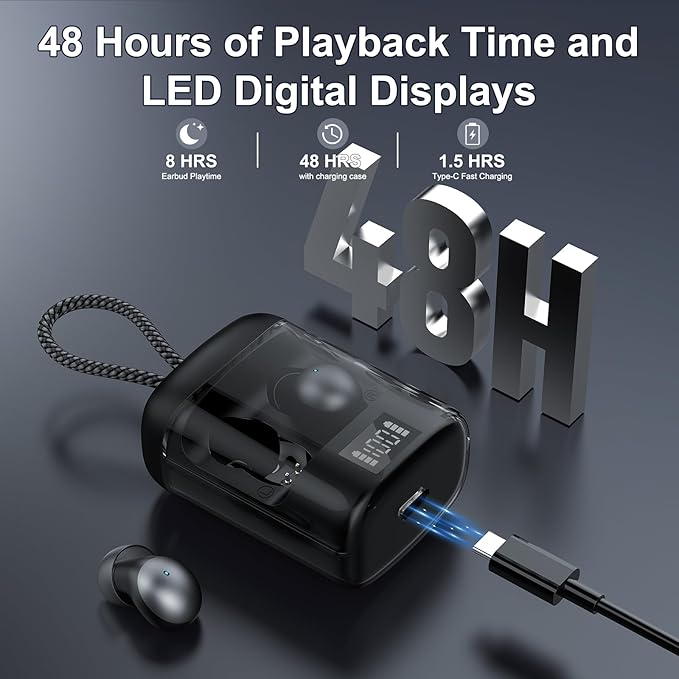 Sleep Earbuds Bluetooth 6.0 in Ear, 2026 Mini Sleep Headphones with Sleep Monitor and APP, Small Earplugs for Side Sleepers, 48H Playtime Sleep Earphones with Sleep Mode, Deep Black
