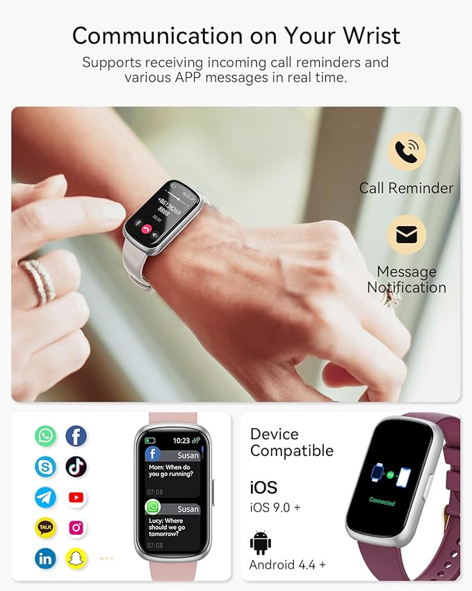 Fitness Tracker Watch, Smart Watches for Women/Men with Sport Activity Tracker, Fitness Watch with Heart Rate, Blood Oxygen Monitor and Sleep Tracker, IP68 Android Smart Watch with 4 Straps, Gift