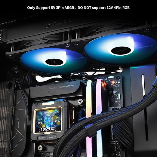 Thermalright FW240 Black ARGB CPU AIO Cooler,PC 240 Specification Water Cooler System,IPS LCD Screen with 320 * 240 Resolution,for AM5&Intel LGA1700/1851,CPU Cooler Comes with 2.4-inch LCD Display