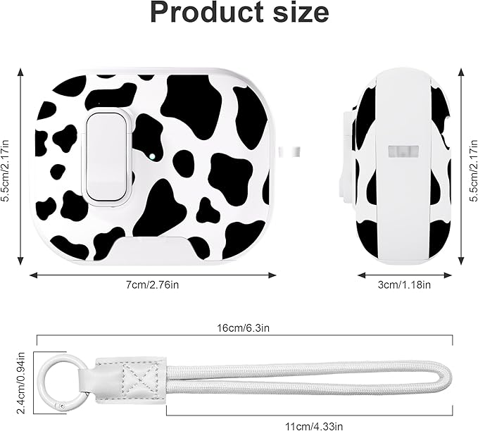 for AirPods Pro 3 Case(2025) with Secure Lock Clip and Phone Stand,Floral Girly Style Protective Cover with Cleaning Kit and Hand Strap for Apple AirPod Pro 3 Generation (White Cow)