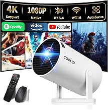 [Built-in Apps & 2026 Upgraded] Mini Projector Support 4K 1080P Auto Keystone 180° Rotatable with WiFi 6 and Bluetooth 5.4, Projector Portable Compatibile with HDMI/TV Stick/Memory Stick/Laptop-White - Image 1
