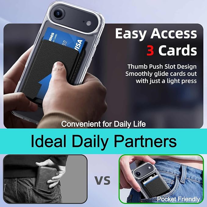 Magnetic for iPhone Air Case & iPhone 17 Air Case Clear with Black Detachable Wallet, Compatible with MagSafe, Military Protective Slim Phone Cover with Card Holder